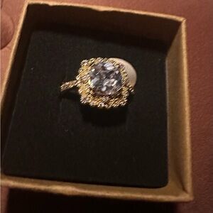 Gold and Silver Vintage-Inspired Halo Ring